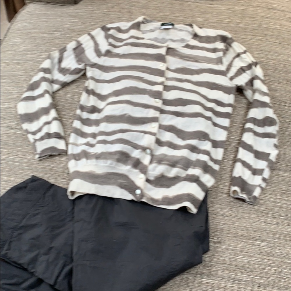 JCrew Striped Merino Cardigan S